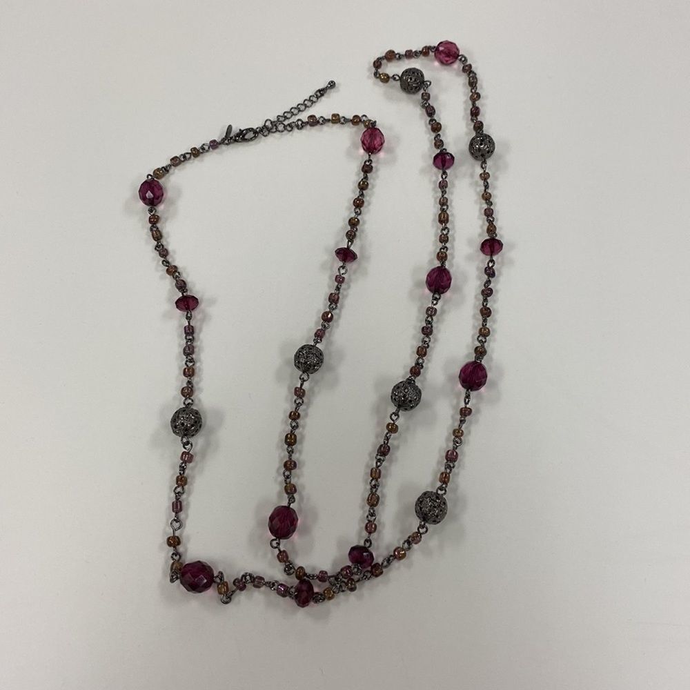 Premier designs Jewelry purple crystal and antiqued silver‎ long necklace